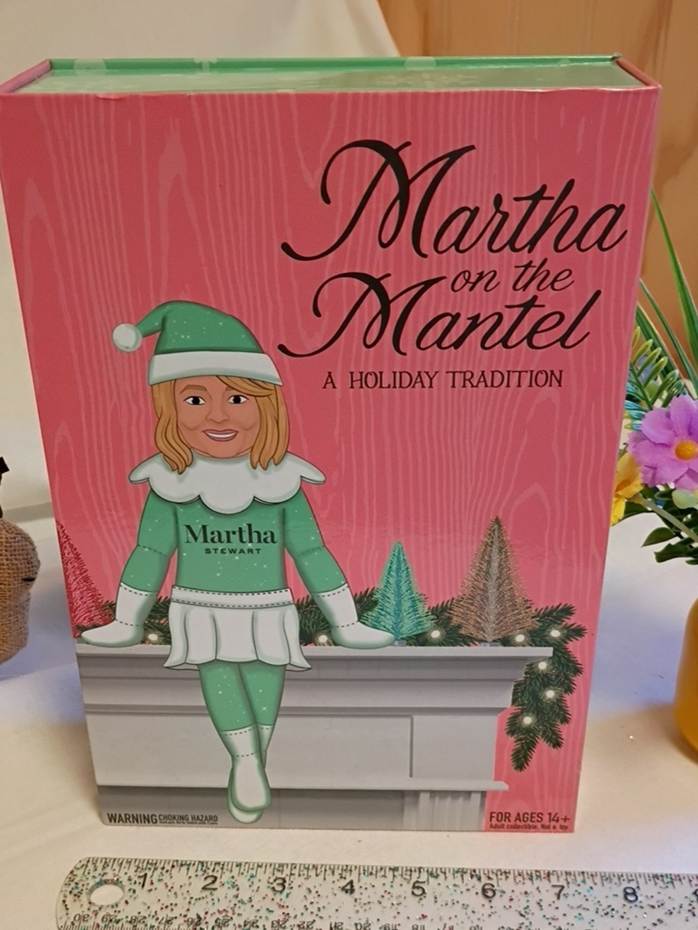 Martha Stewart Holiday Mantel Doll Decoration in Pink and Green